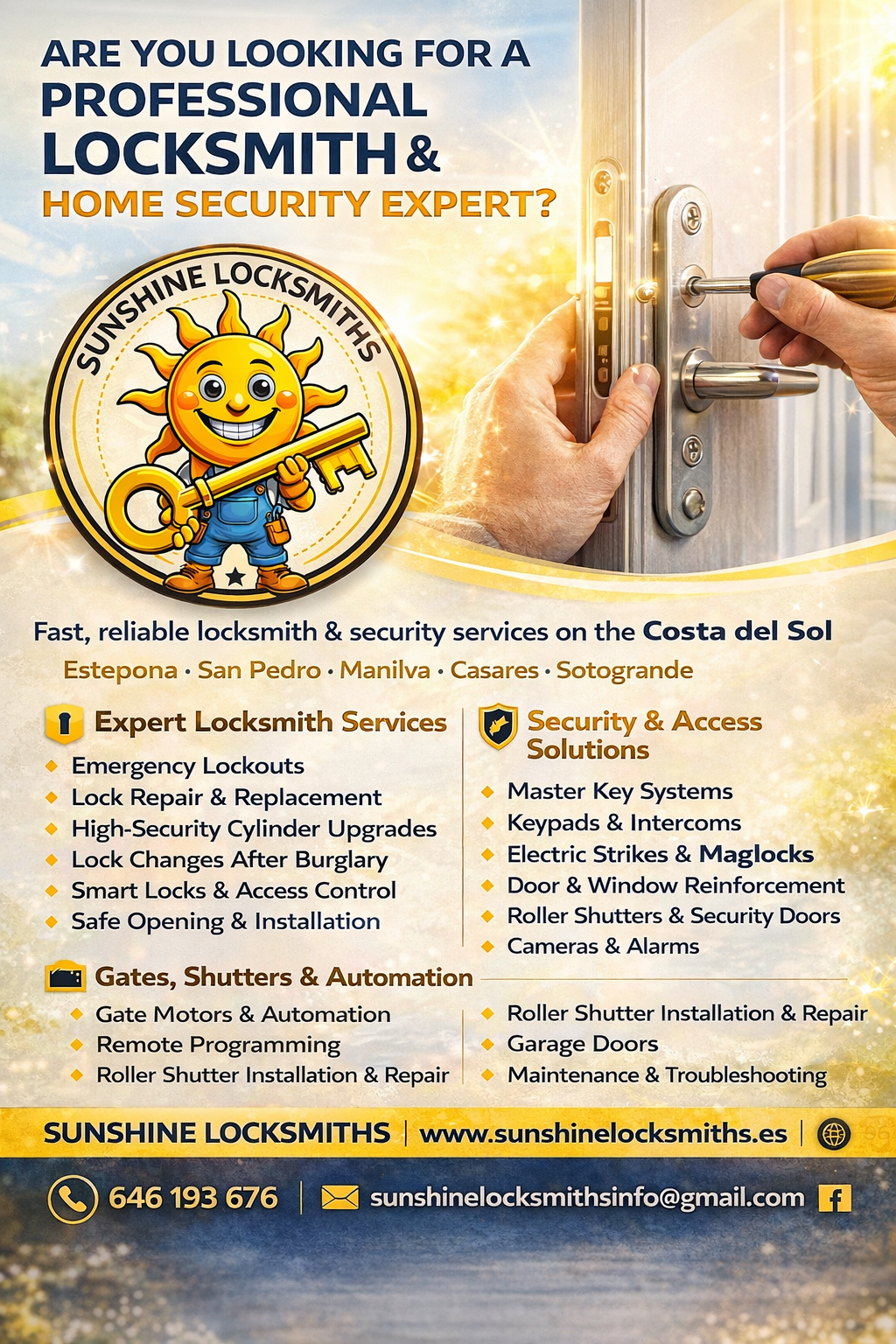 Locksmith in Estepona – 24/7 Emergency Locksmith, Lock Replacement & Security Upgrades